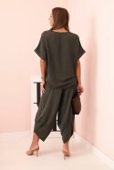 Komplet z wiskozy bluzka + spodnie khaki