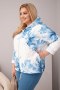 Kurtka damska wiosenna Plus Size z florystycznym wzorem niebieska