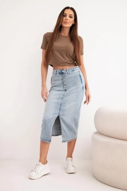 Spódnica jeansowa M.Sara z guzikami midi z elastycznego denimu jeansowe