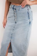 Spódnica jeansowa M.Sara z guzikami midi z elastycznego denimu jeansowe