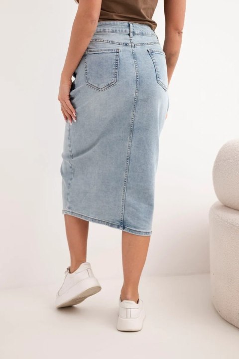 Spódnica jeansowa M.Sara z guzikami midi z elastycznego denimu jeansowe