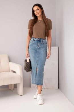 Spódnica jeansowa damska midi z rozcięciem z przodu jeansowe