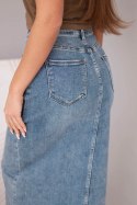 Spódnica jeansowa damska midi z rozcięciem z przodu jeansowe