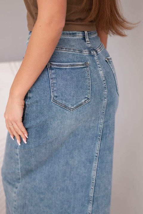 Spódnica jeansowa damska midi z rozcięciem z przodu jeansowe