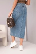 Spódnica jeansowa damska midi z rozcięciem z przodu jeansowe