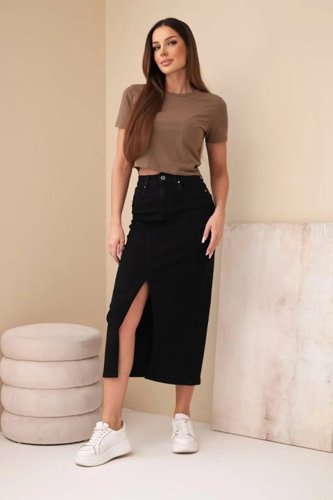 Spódnica jeansowa damska midi z wysokim stanem