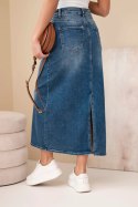 Spódnica jeansowa midi M.Sara z wysoki stanem