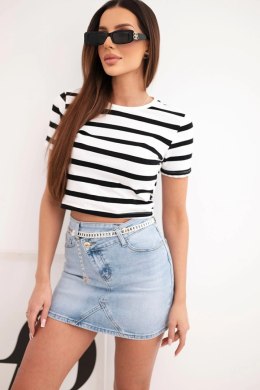 Spódnica jeansowa mini M.Sara z łańcuszkiem