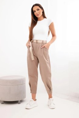 Spodnie Summer Punto z zapięciem na nogawkach camelowe