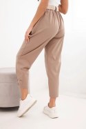 Spodnie Summer Punto z zapięciem na nogawkach camelowe