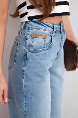 Spodnie damskie skater z wysokim stanem i luźną nogawką jeansowe