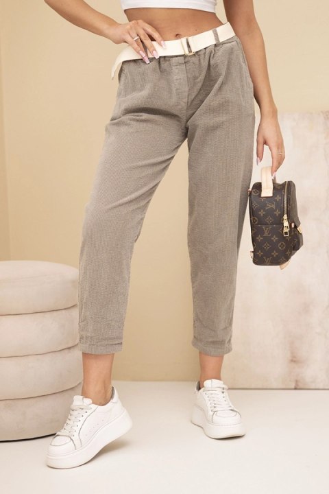 Spodnie damskie sztruksowe z paskiem fango