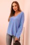 Sweter damska z wiskozą z dekoltem w serek błękitny