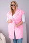 Kamizelka damska Plus Size pikowana z paskiem i kołnierzem jasno różowa
