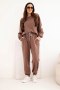Komplet damski masełkowy z luźną bluzą i spodniami z napisem LOVE czekoladowy