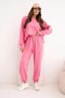 Komplet damski masełkowy z luźną bluzą i spodniami z napisem LOVE różowy