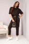 Komplet damski wiskozowy masełko z krótkim rękawem i spodniami z podwijaną nogawką brązowy