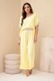 Komplet z wiskozy ze złotym obszyciem żółty