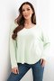 Sweter damska z wiskozą z dekoltem w serek jasny miętowy
