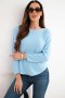 Sweter damski z wiskozy z długim rękawem i okrągłym dekoltem niebieski