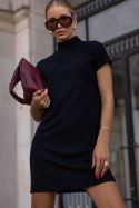 Czarna sukienka dzianinowa z golfem KLER