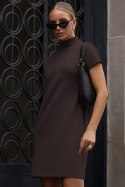 Czekoladowa sukienka dzianinowa z golfem KLER