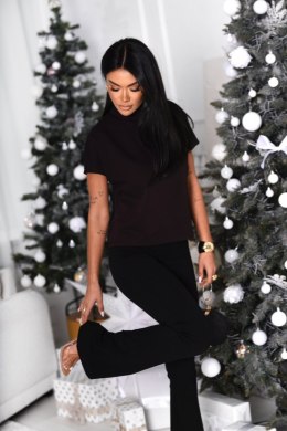 Czekoladowa pudełkowa dzianinowa bluzka RIVA