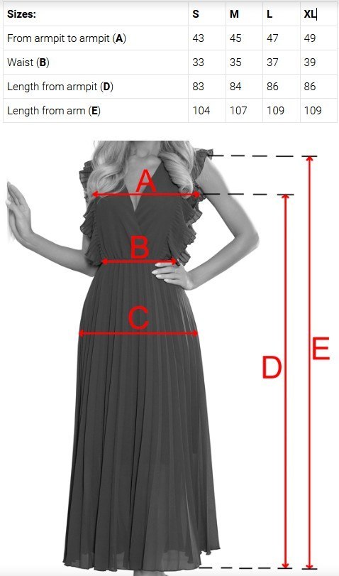 381-5 LINDA - szyfonowa sukienka z koronkowym dekoltem - BORDOWA