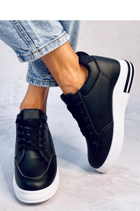 Buty sportowe Sneakersy damskie na koturnie CHEEVE BLACK - Inello Buty sportowe Sneakersy damskie na koturnie CHEEVE BLACK - Inello