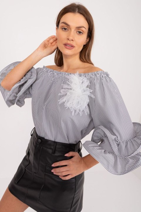 Bluzka Model DHJ-BZ-19006.91 White/Black - Italy Moda Bluzka Model DHJ-BZ-19006.91 White/Black - Italy Moda