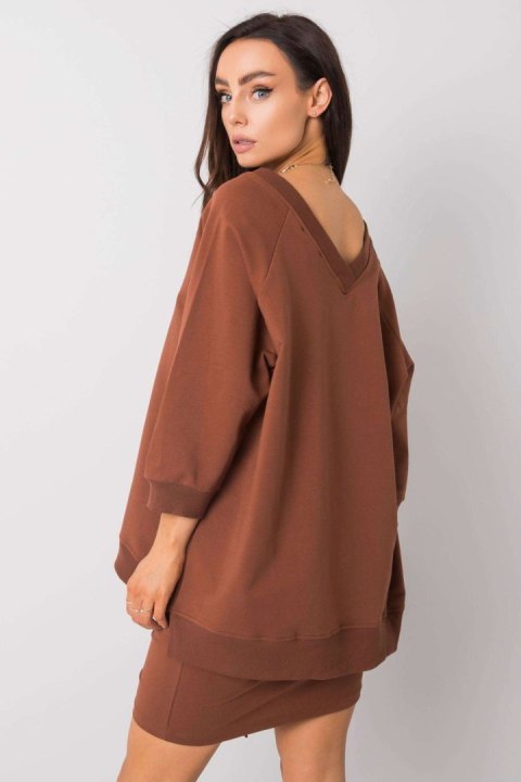 Bluza Damska Model RV-BL-5676.09 Dark Brown - Rue Paris Bluza Damska Model RV-BL-5676.09 Dark Brown - Rue Paris
