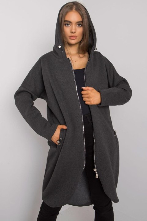 Bluza Damska Model RV-BL-4858-1.99P Grafit - Rue Paris Bluza Damska Model RV-BL-4858-1.99P Grafit - Rue Paris