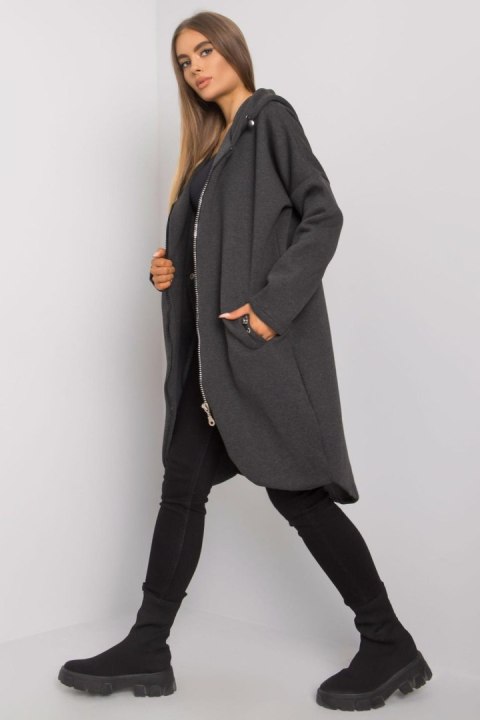 Bluza Damska Model RV-BL-4858-1.99P Grafit - Rue Paris Bluza Damska Model RV-BL-4858-1.99P Grafit - Rue Paris