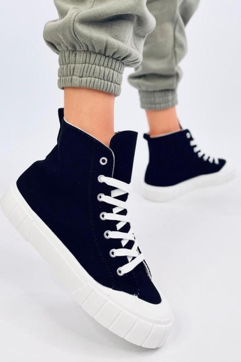 Buty sportowe Trampki damskie za kostkę ROGERS BLACK - Inello Buty sportowe Trampki damskie za kostkę ROGERS BLACK - Inello