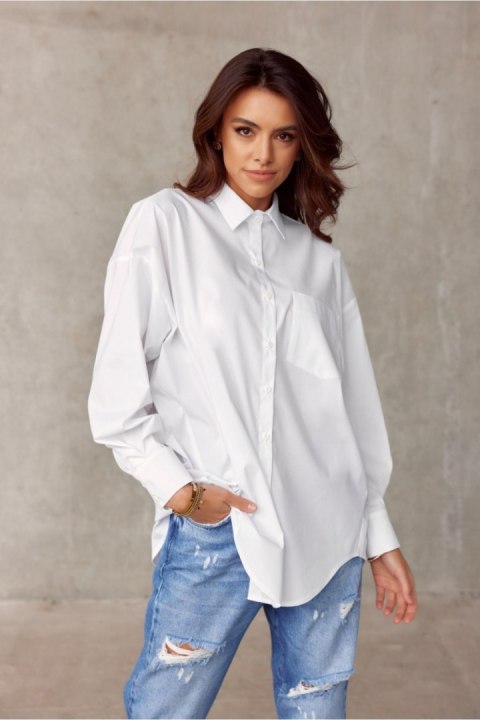 Koszula Damska Model EKR BLU0155 Ecru - Roco Fashion Koszula Damska Model EKR BLU0155 Ecru - Roco Fashion