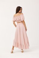 Komplet damski spódnica bluzka Model ROZ KOM0006 Pink - Roco Fashion