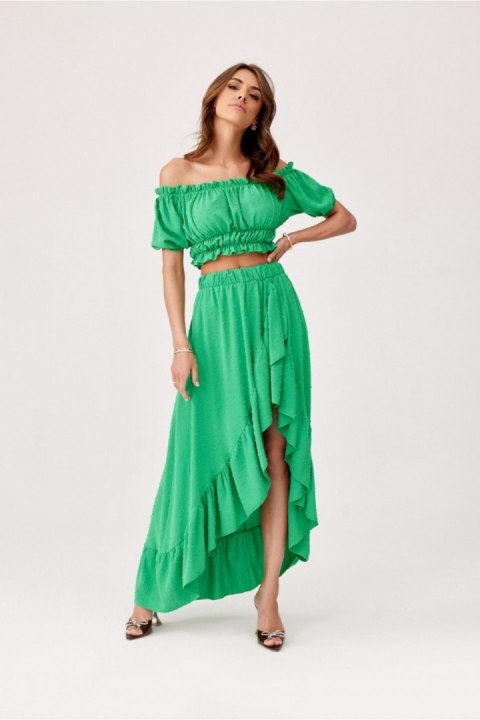 Komplet damski spódnica bluzka Model ZIE KOM0006 Green - Roco Fashion Komplet damski spódnica bluzka Model ZIE KOM0006 Green - Roco Fashion