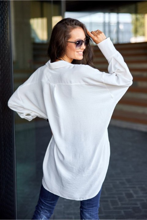 Koszula Damska Model Olena EKR BLU0190 Ecru - Roco Fashion Koszula Damska Model Olena EKR BLU0190 Ecru - Roco Fashion