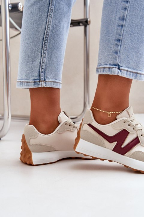 Buty Sportowe Model Britma LA295P Beige/Bordo - Step in style Buty Sportowe Model Britma LA295P Beige/Bordo - Step in style
