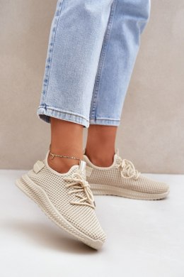 Buty Sportowe Sneakersy damskie siateczkowe Model Harice NB726 beżowe beige
