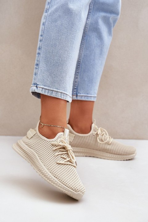 Buty Sportowe Sneakersy damskie siateczkowe Model Harice NB726 beżowe beige