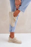 Buty Sportowe Sneakersy damskie siateczkowe Model Harice NB726 beżowe beige