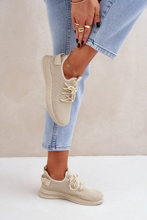 Buty Sportowe Sneakersy damskie siateczkowe Model Harice NB726 beżowe beige Buty Sportowe Sneakersy damskie siateczkowe Model Harice NB726 beżowe beige