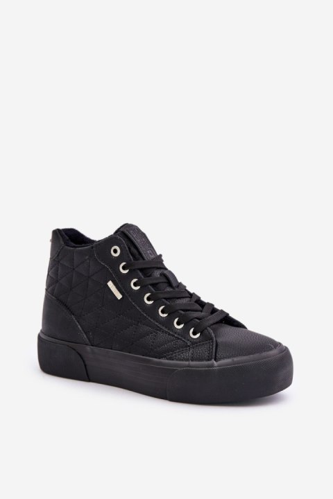 Buty sportowe Trampki damskie za kostkę ocieplane Model Big Star Black 119 Buty sportowe Trampki damskie za kostkę ocieplane Model Big Star Black 119