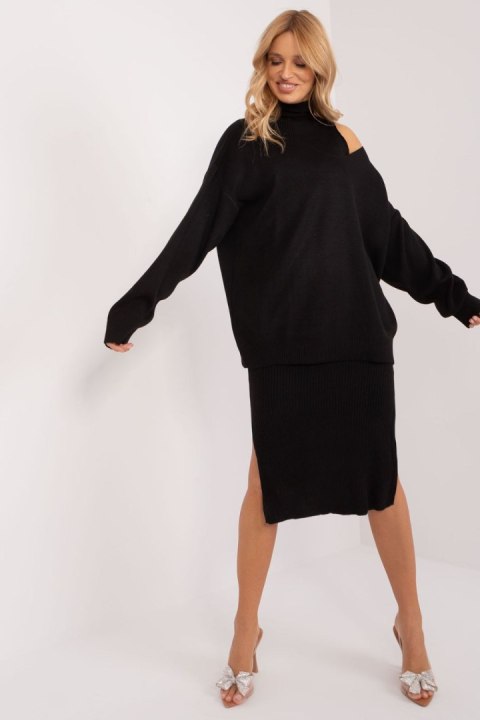 Komplet damski sukienka sweter Model BA-KMPL-1490.52 Black - Badu Komplet damski sukienka sweter Model BA-KMPL-1490.52 Black - Badu