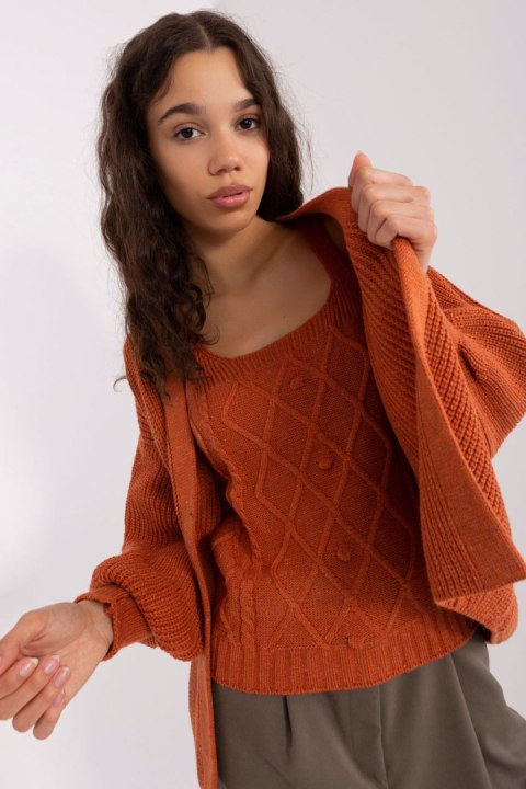 Komplet damski top kardigan Model BA-KMPL-8019.20 Dark Orange - Badu