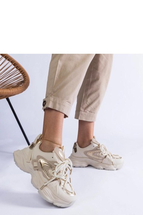 Beżowe sneakersy sportowe damskie na masywnej podeszwie Lien - Solea Beżowe sneakersy sportowe damskie na masywnej podeszwie Lien - Solea