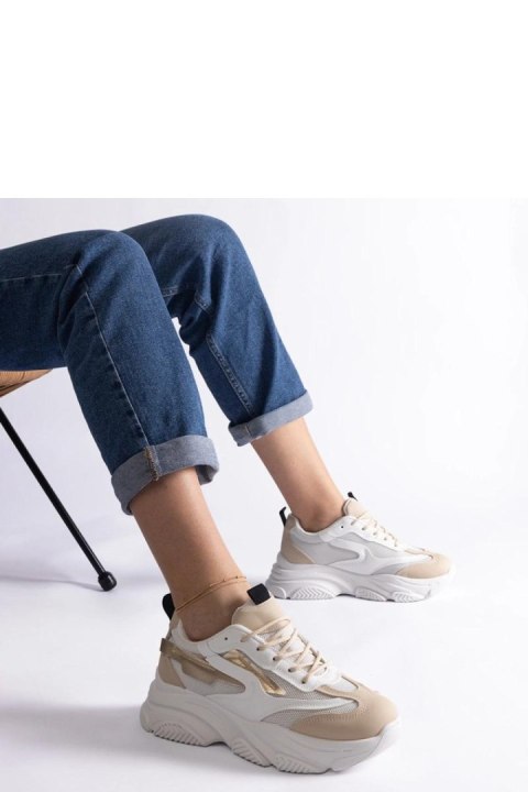 Beżowo-złote damskie sneakersy Milenka - Solea Beżowo-złote damskie sneakersy Milenka - Solea