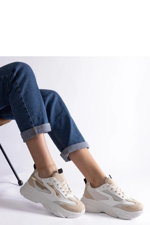 Beżowo-złote damskie sneakersy Milenka - Solea Beżowo-złote damskie sneakersy Milenka - Solea