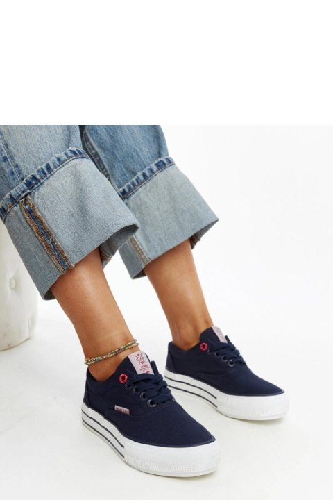 Granatowe damskie trampki na grubej podeszwie CROSS JEANS - Solea Granatowe damskie trampki na grubej podeszwie CROSS JEANS - Solea